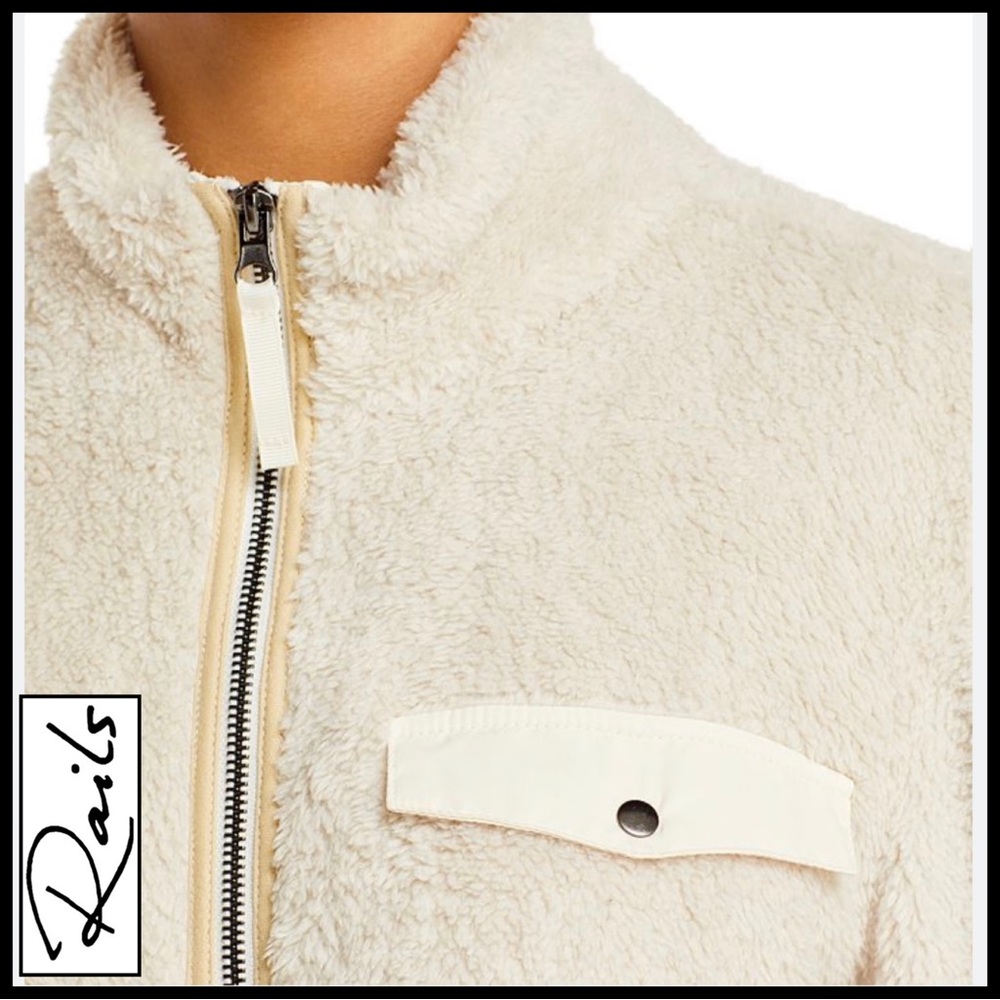 Rails Austin Sherpa Sweatshirt Jacket In Ivory. S… - image 2